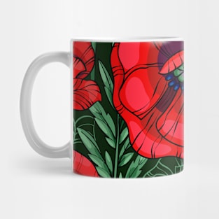 scarlet red poppies Mug